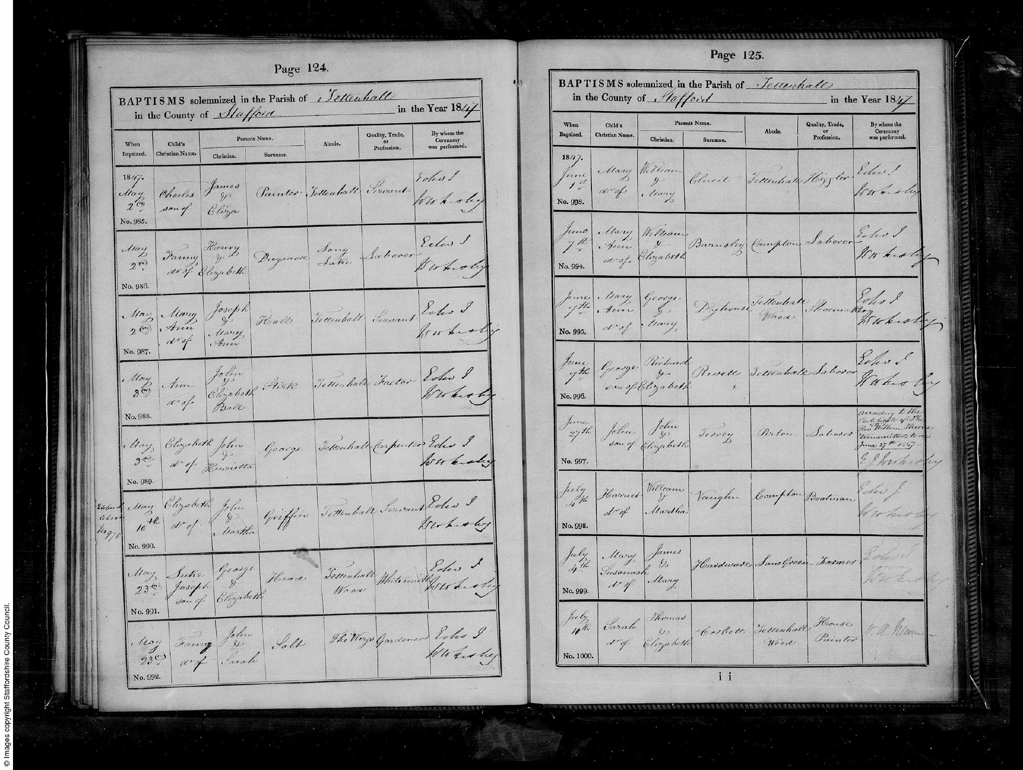 Baptism Tettenhall, Staffordshire, England (St Michael & All Angels) 3 May 1847 Anne Stirk